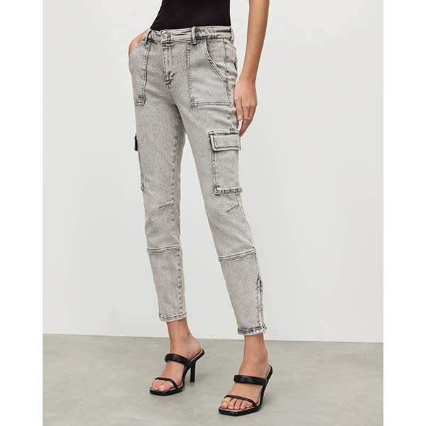 Allsaints Australia Womens Duran Mid-Rise Skinny Cargo Jeans Grey AU28-870